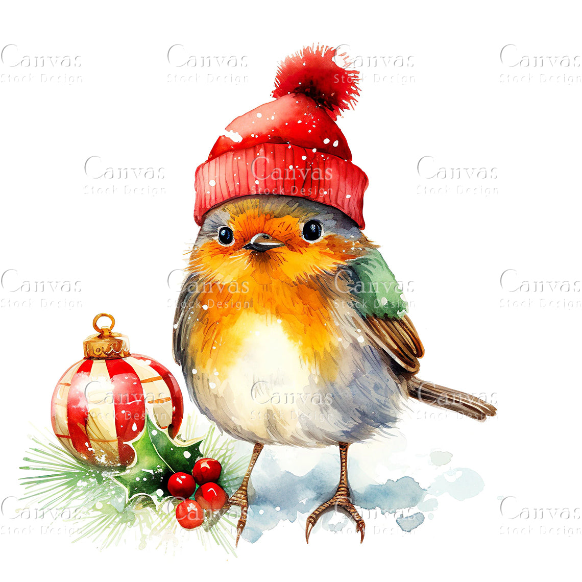 Christmas Robin, Watercolor, Jpgs, Bundle, Junk Journal, Christmas, Christmas Clipart, Digital Download