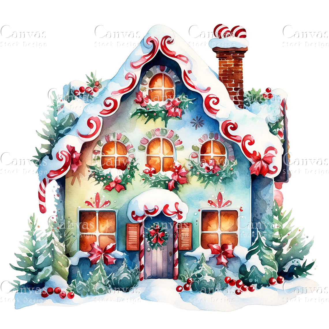 Gingerbread House, Watercolor, Jpgs, Bundle, Junk Journal, Christmas, Christmas Clipart, Digital Download