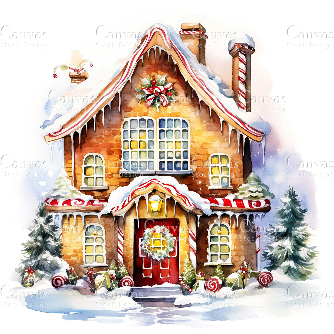 Gingerbread House, Watercolor, Jpgs, Bundle, Junk Journal, Christmas, Christmas Clipart, Digital Download