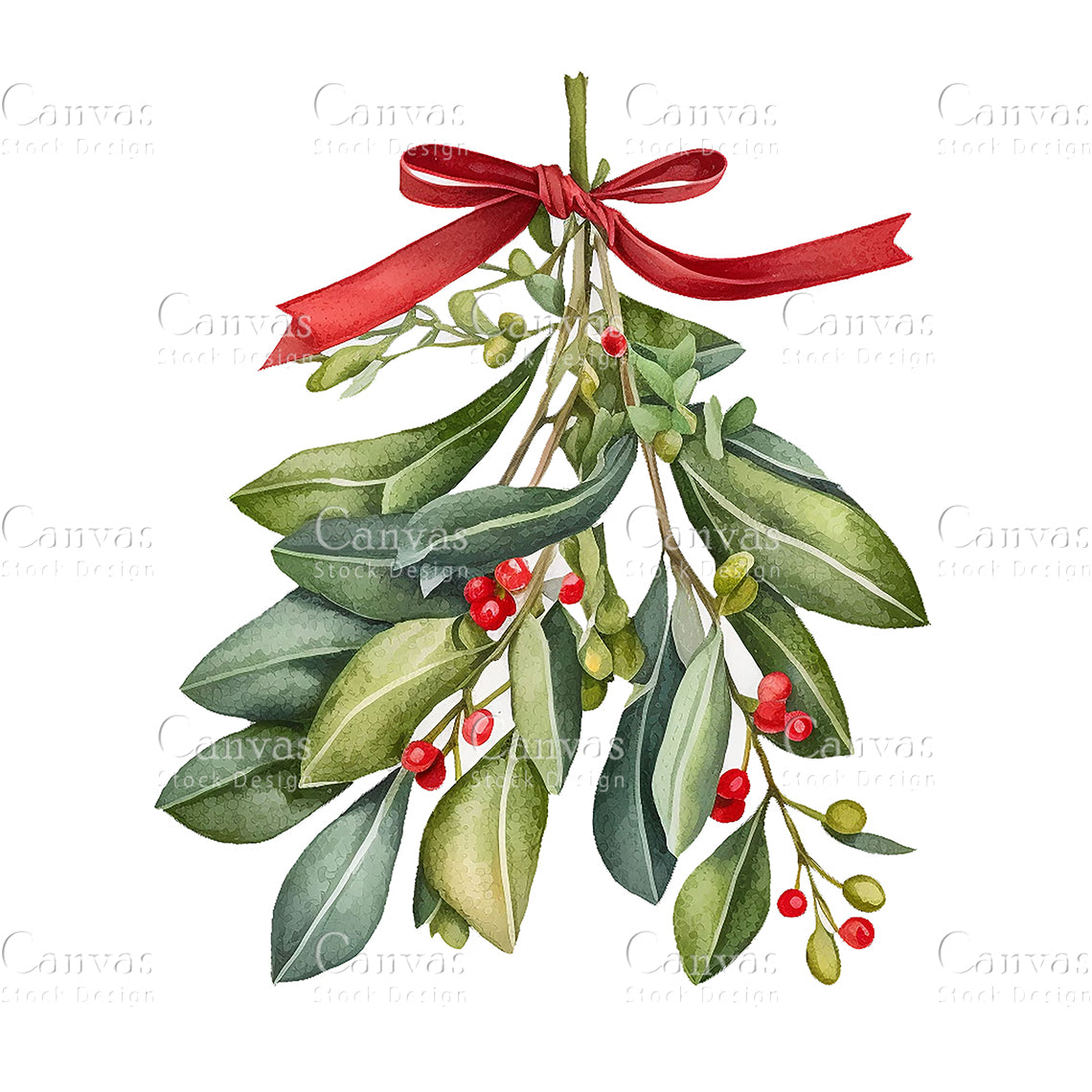 8 Mistletoe Clipart, Christmas Clipart, Jpgs, Digital Download, watercolor Clipart, card Making, clip Art