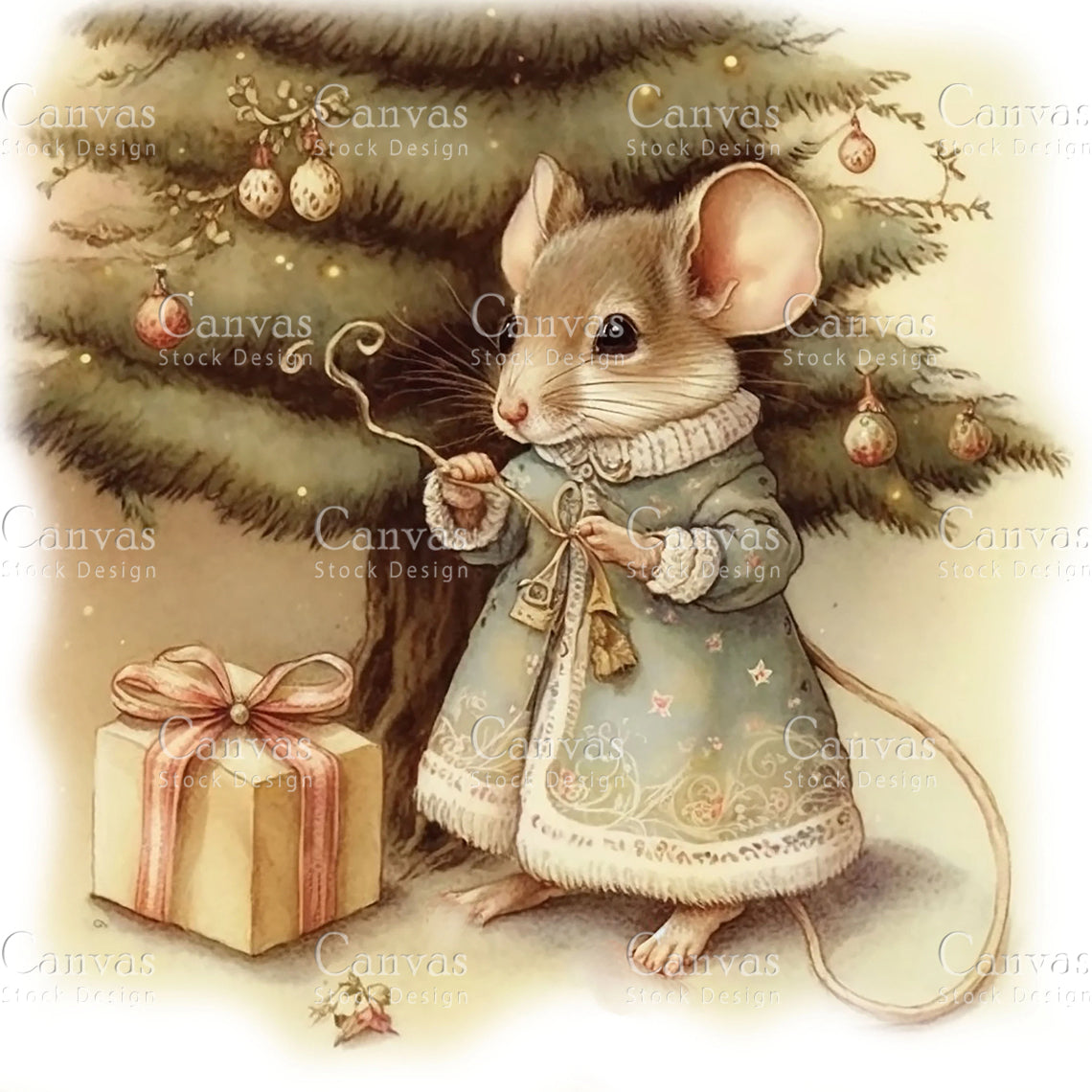 Christmas Mouse Clipart, Watercolor, Jpgs, Bundle, Junk Journal, Christmas, Christmas Clipart, Digital Download