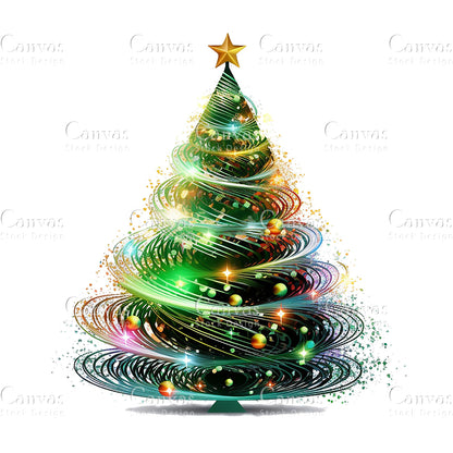 8 Christmas Tree, High Quality Jpgs, Digital Download Card Making, Mixed Media, Digital Download