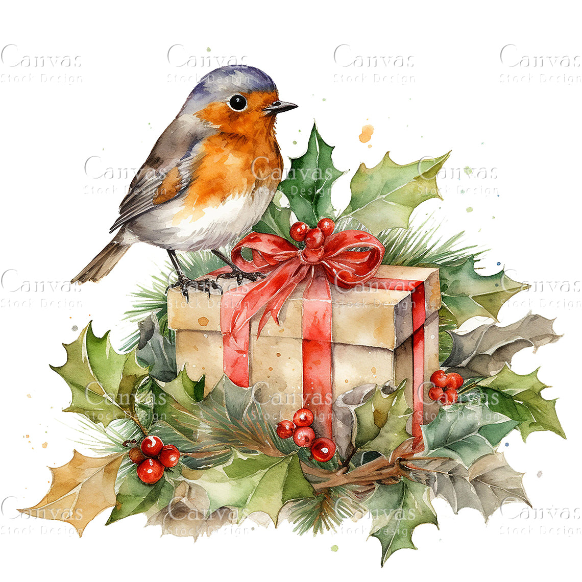 Robin Clipart, Watercolor, Jpgs, Bundle, Junk Journal, Christmas, Christmas Clipart, Digital Download