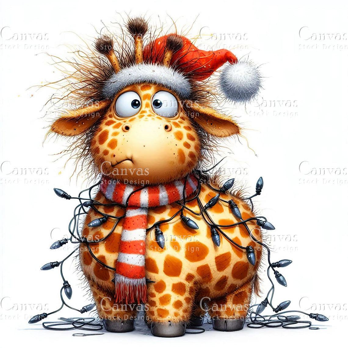 Cute Giraffe, Watercolor, Jpgs, Bundle, Junk Journal, Christmas, Christmas Clipart, Digital Download