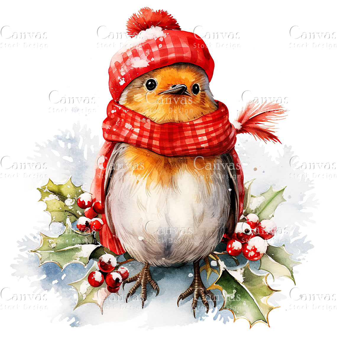 Christmas Robin, Watercolor, Jpgs, Bundle, Junk Journal, Christmas, Christmas Clipart, Digital Download