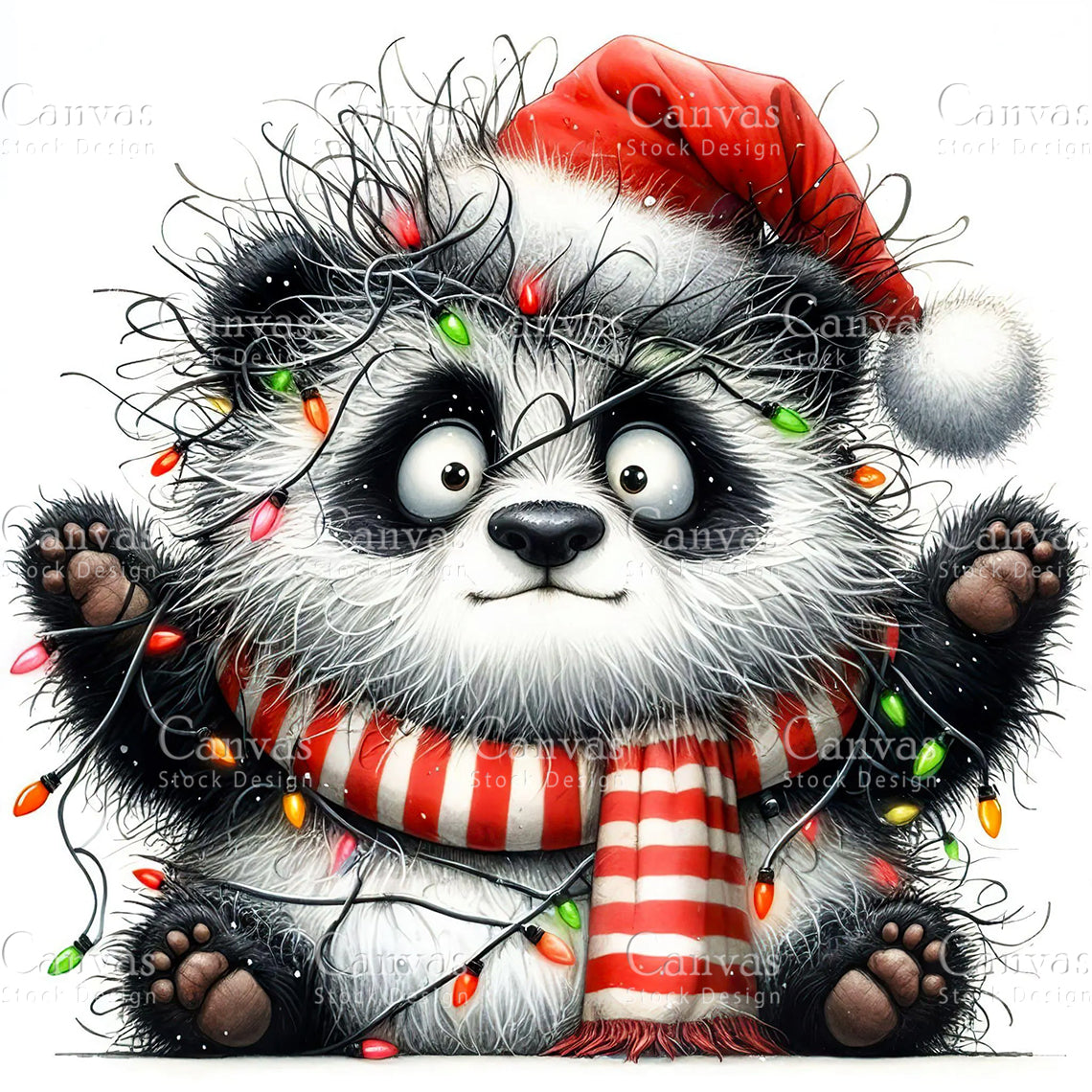 Cute Panda, Watercolor, Jpgs, Bundle, Junk Journal, Christmas, Christmas Clipart, Digital Download