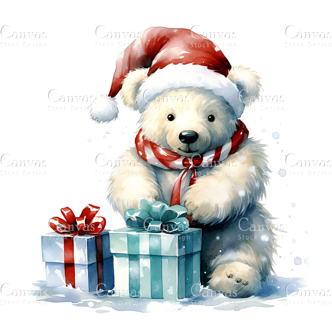 Christmas Bear, Watercolor, Jpgs, Bundle, Junk Journal, Christmas, Christmas Clipart, Digital Download