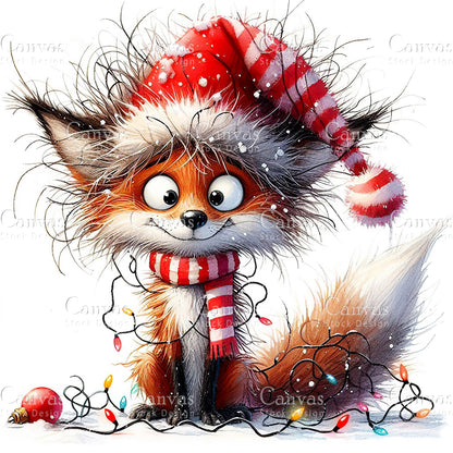 Christmas Fox, Watercolor, Jpgs, Bundle, Junk Journal, Christmas, Christmas Clipart, Digital Download