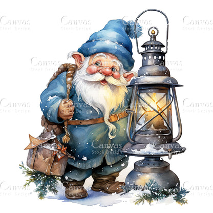 Christmas Gnome, Watercolor, Jpgs, Bundle, Junk Journal, Christmas, Christmas Clipart, Digital Download