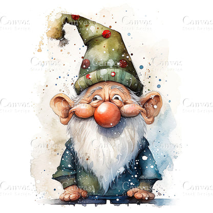 Christmas Gnome, Watercolor, Jpgs, Bundle, Junk Journal, Christmas, Christmas Clipart, Digital Download