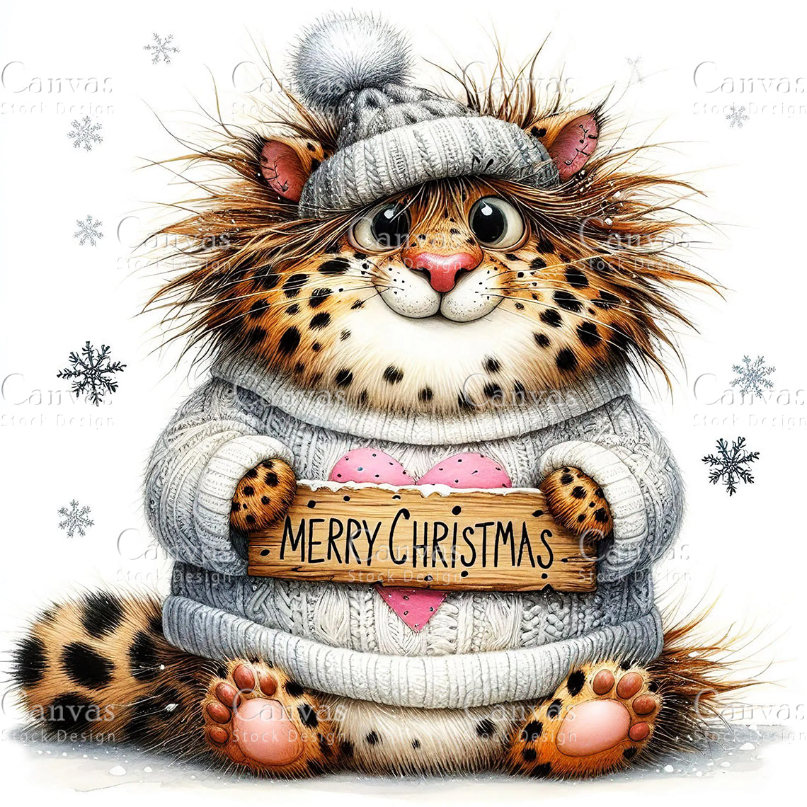 Cute Leopard, Watercolor, Jpgs, Bundle, Junk Journal, Christmas, Christmas Clipart, Digital Download