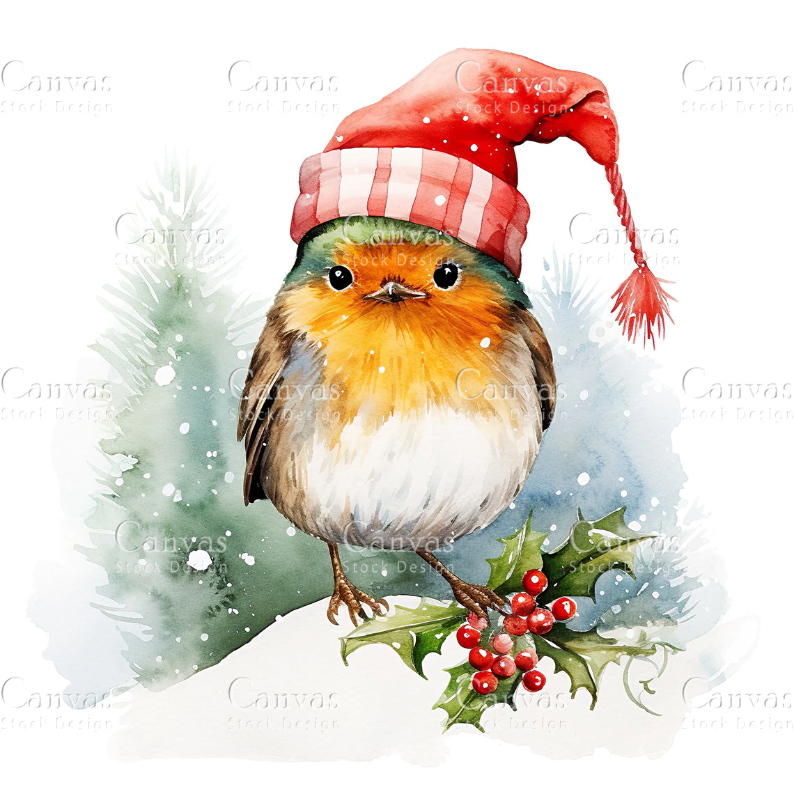 Christmas Robin, Watercolor, Jpgs, Bundle, Junk Journal, Christmas, Christmas Clipart, Digital Download