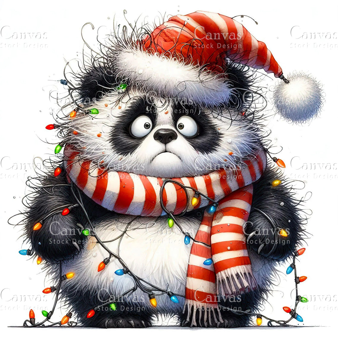 Cute Panda, Watercolor, Jpgs, Bundle, Junk Journal, Christmas, Christmas Clipart, Digital Download