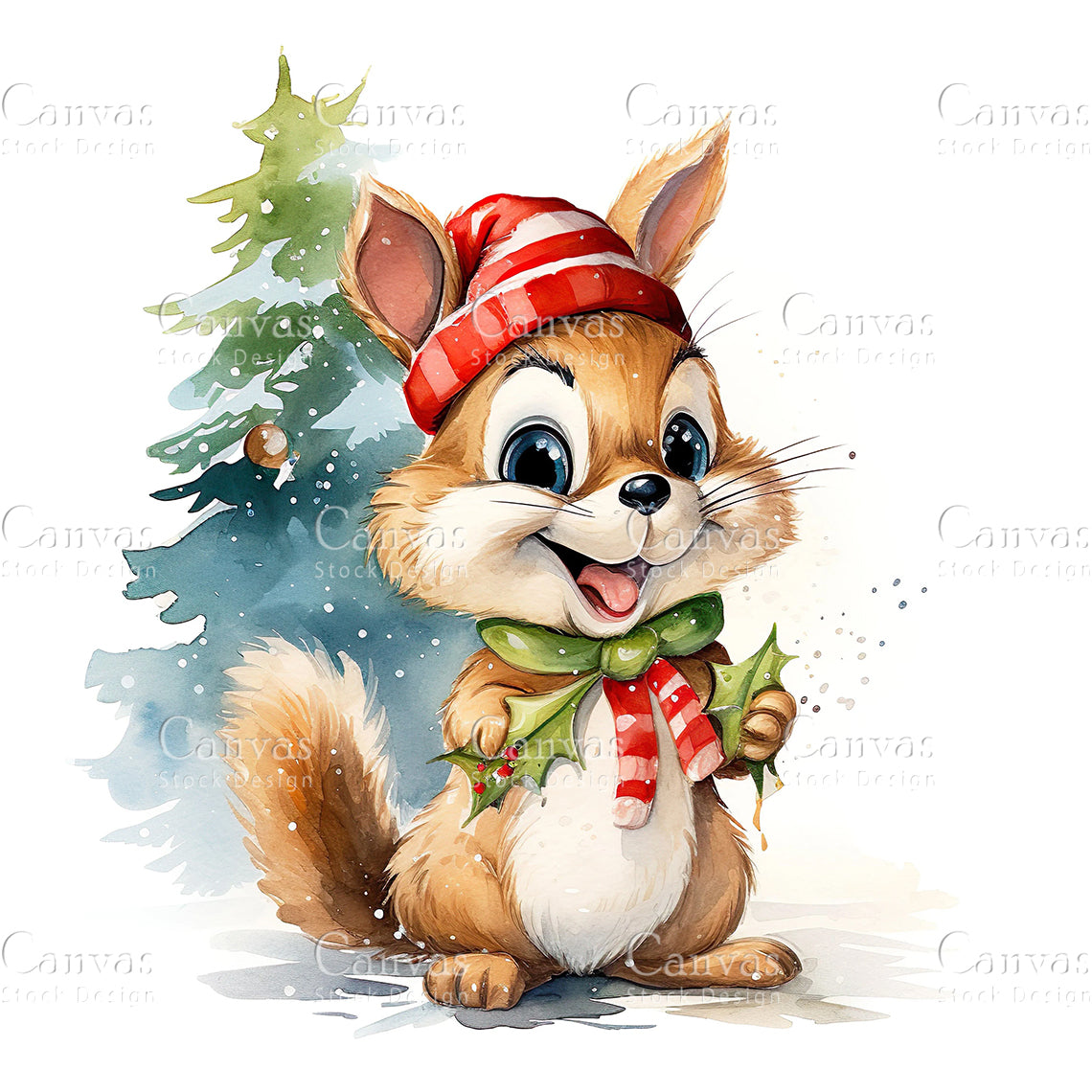 Christmas Squirrel, Watercolor, Jpgs, Bundle, Junk Journal, Christmas, Christmas Clipart, Digital Download