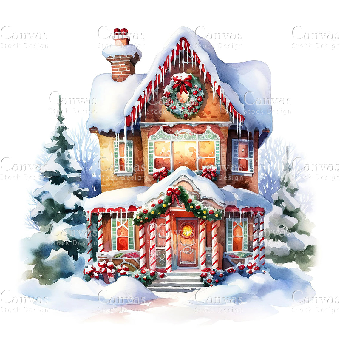 Gingerbread House, Watercolor, Jpgs, Bundle, Junk Journal, Christmas, Christmas Clipart, Digital Download