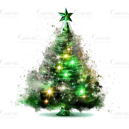 8 Christmas Tree, High Quality Jpgs, Digital Download Card Making, Mixed Media, Digital Download