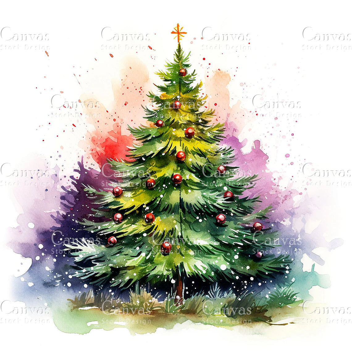 Christmas Tree, Watercolor, Jpgs, Bundle, Junk Journal, Christmas, Christmas Clipart, Digital Download