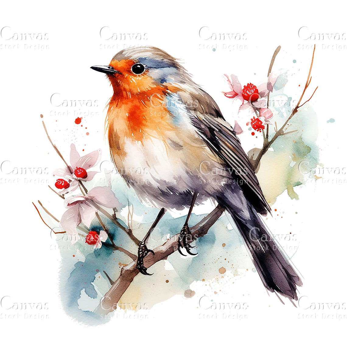 Robin Clipart, Watercolor, Jpgs, Bundle, Junk Journal, Christmas, Christmas Clipart, Digital Download