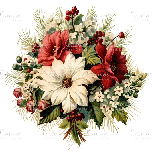 5 Christmas Bouquets Clipart, High Quality Jpgs, Christmas Clipart, Christmas Clip Art, Digital Download