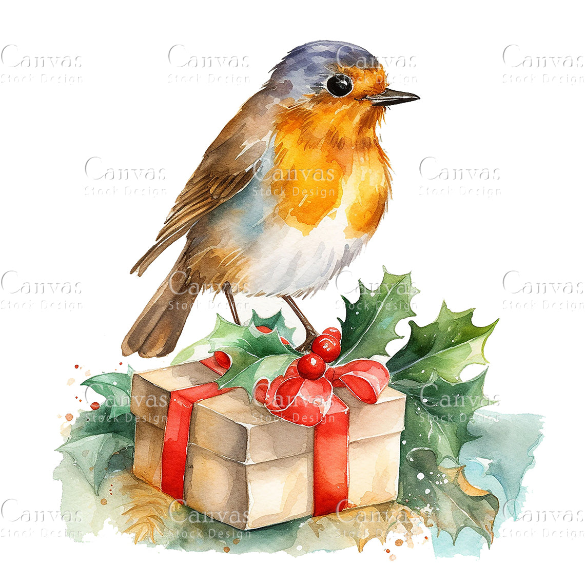 Robin Clipart, Watercolor, Jpgs, Bundle, Junk Journal, Christmas, Christmas Clipart, Digital Download