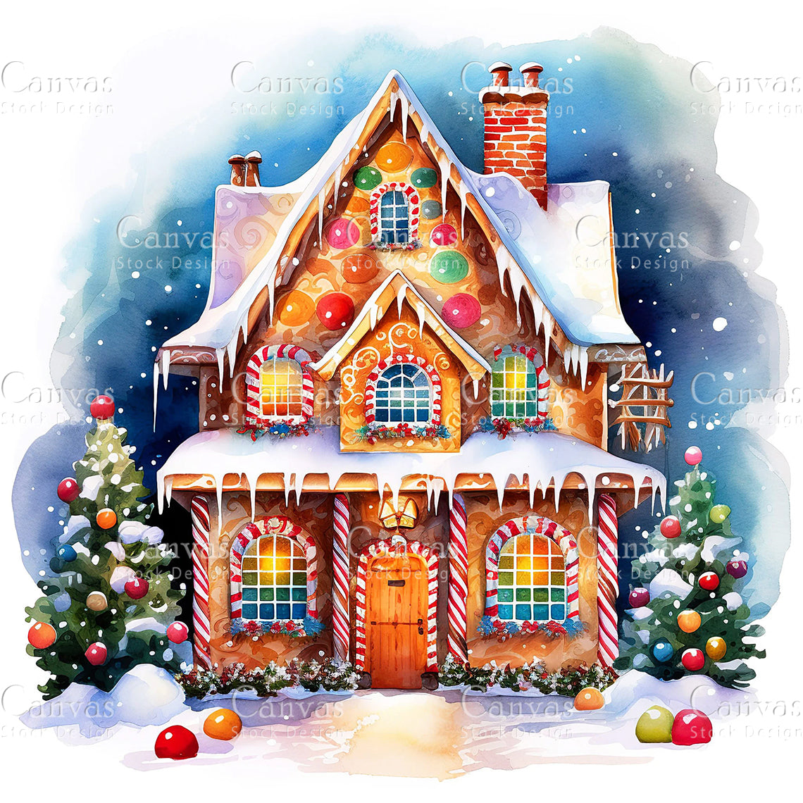 Gingerbread House, Watercolor, Jpgs, Bundle, Junk Journal, Christmas, Christmas Clipart, Digital Download