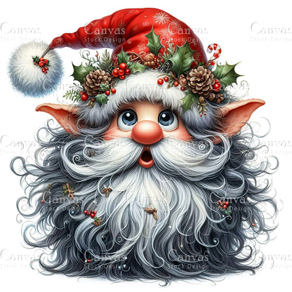 Christmas Gnome, Watercolor, Jpgs, Bundle, Junk Journal, Christmas, Christmas Clipart, Digital Download