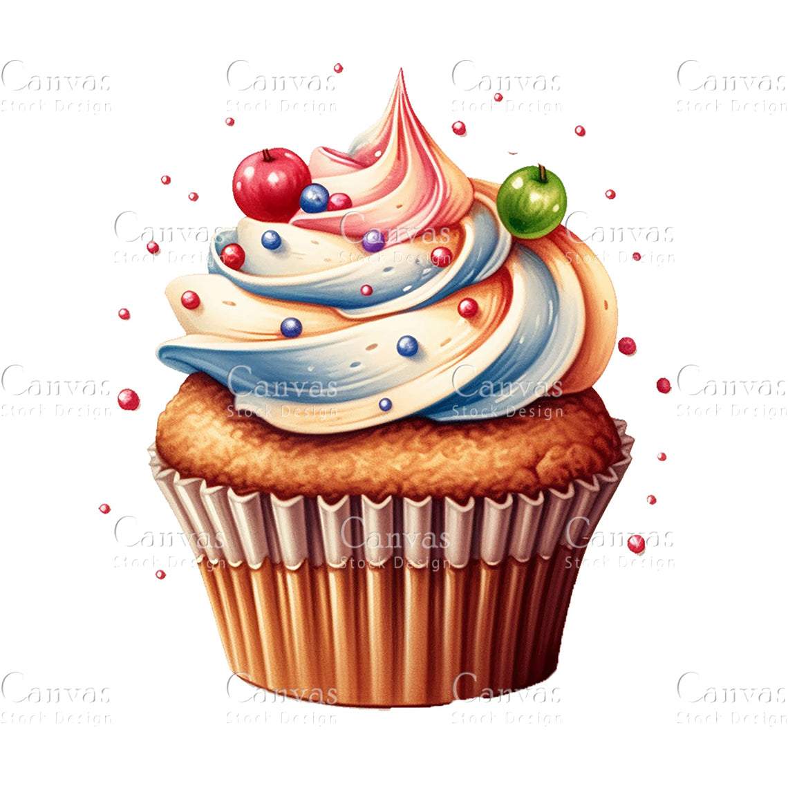 Christmas Cupcake Clipart, Watercolor, Jpgs, Bundle, Junk Journal, Christmas, Christmas Clipart, Digital Download