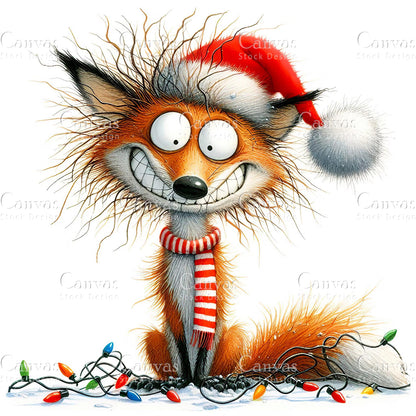 Christmas Fox, Watercolor, Jpgs, Bundle, Junk Journal, Christmas, Christmas Clipart, Digital Download