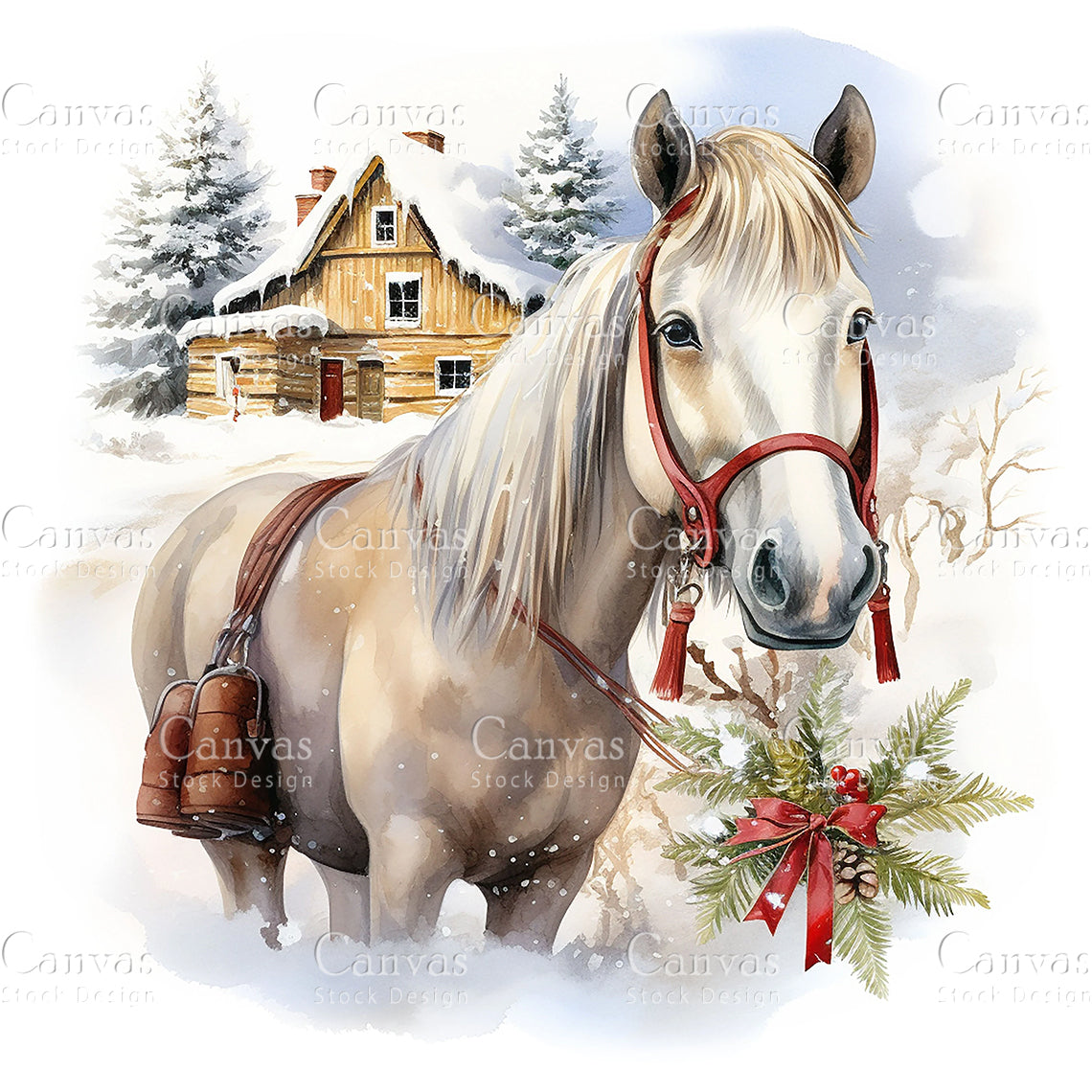 9 Christmas Horse Clipart, Watercolor, Jpgs, Bundle, Junk Journal, Christmas, Christmas Clipart, Digital Download