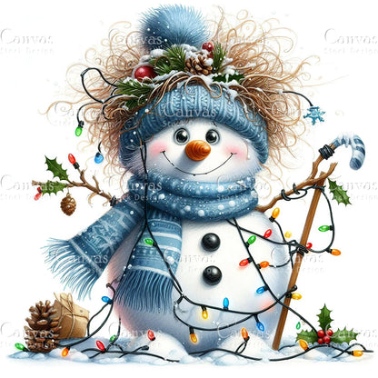 Snowman, Watercolor, Jpgs, Bundle, Junk Journal, Christmas, Christmas Clipart, Digital Download