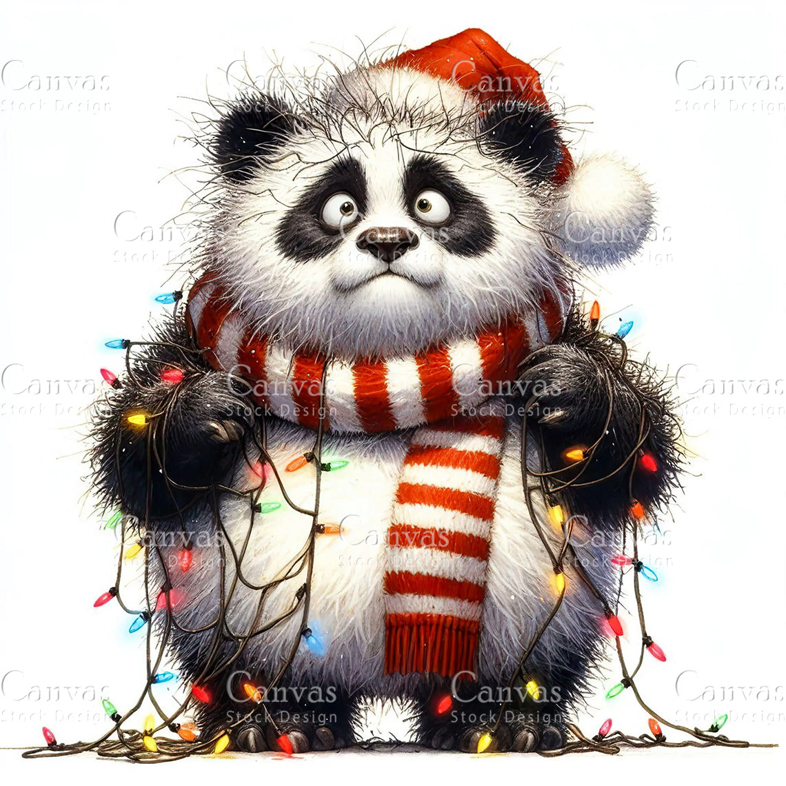 Cute Panda, Watercolor, Jpgs, Bundle, Junk Journal, Christmas, Christmas Clipart, Digital Download