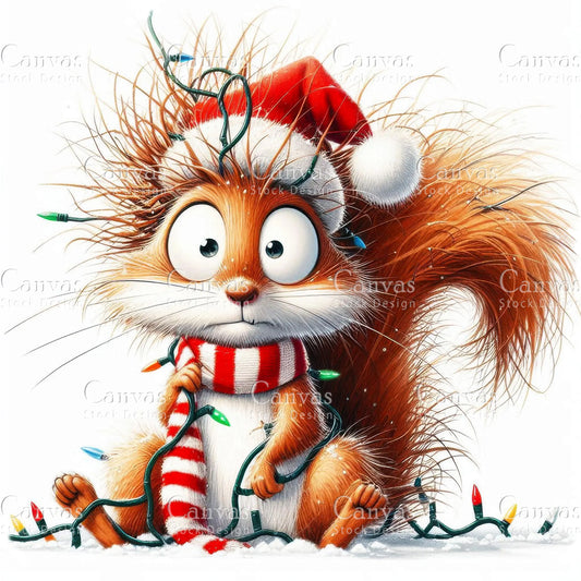 Christmas Squirrel, Watercolor, Jpgs, Bundle, Junk Journal, Christmas, Christmas Clipart, Digital Download