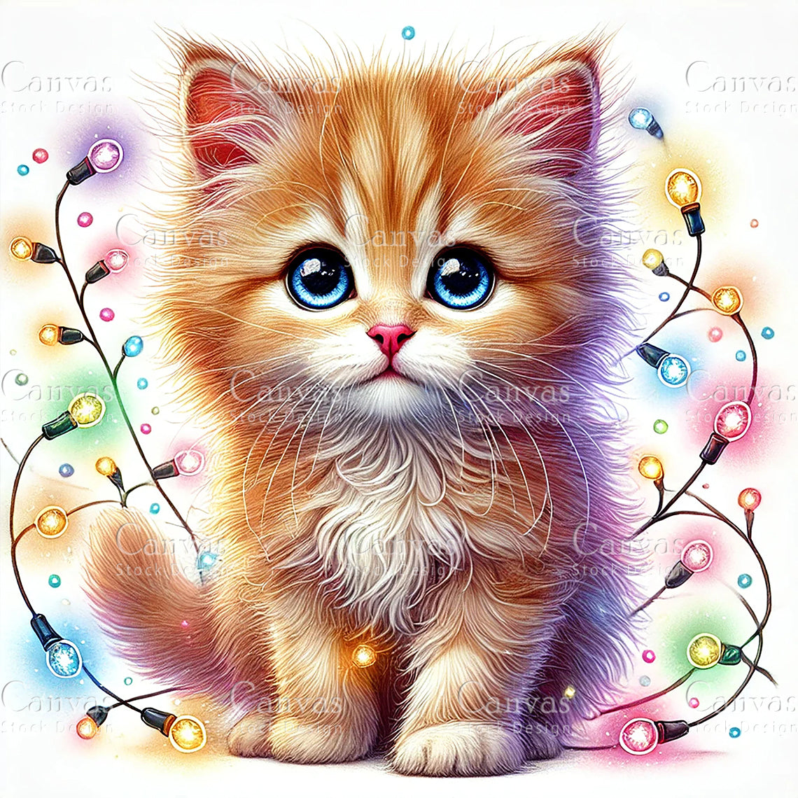 Kitten Clipart, Watercolor, Jpgs, Bundle, Junk Journal, Christmas, Christmas Clipart, Digital Download