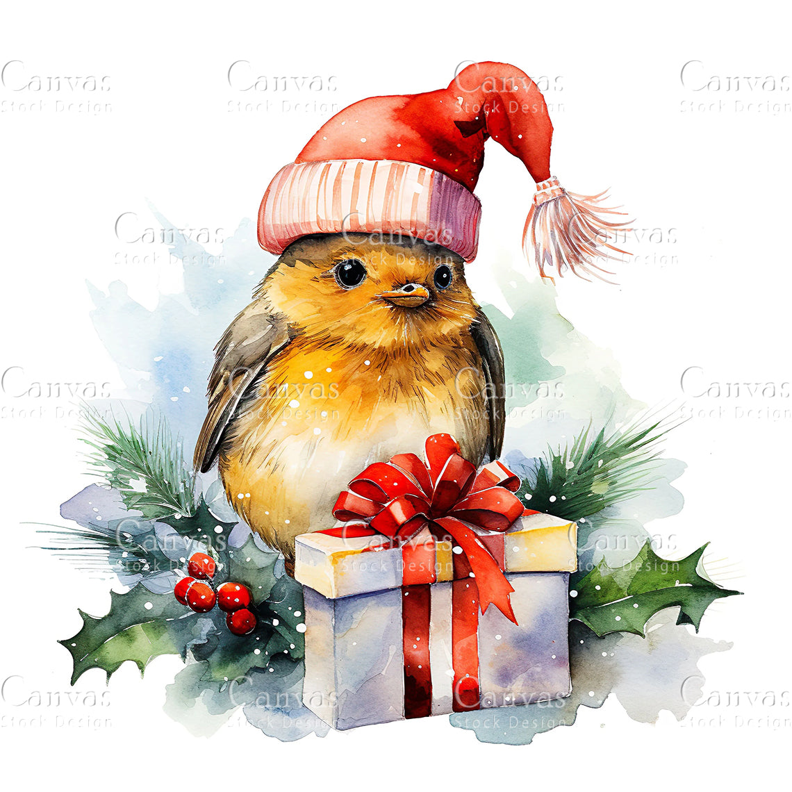 Christmas Robin, Watercolor, Jpgs, Bundle, Junk Journal, Christmas, Christmas Clipart, Digital Download