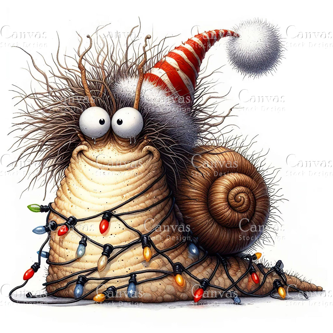 Christmas Quirky Snail, Watercolor, Jpgs, Bundle, Junk Journal, Christmas, Christmas Clipart, Digital Download