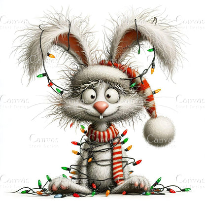 Bunny, Watercolor, Jpgs, Bundle, Junk Journal, Christmas, Christmas Clipart, Digital Download