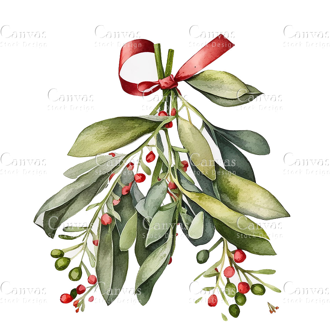 8 Mistletoe Clipart, Christmas Clipart, Jpgs, Digital Download, watercolor Clipart, card Making, clip Art