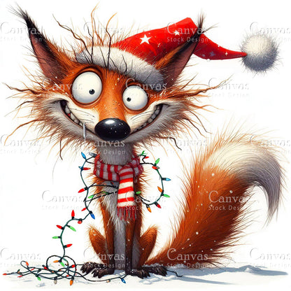 Christmas Fox, Watercolor, Jpgs, Bundle, Junk Journal, Christmas, Christmas Clipart, Digital Download