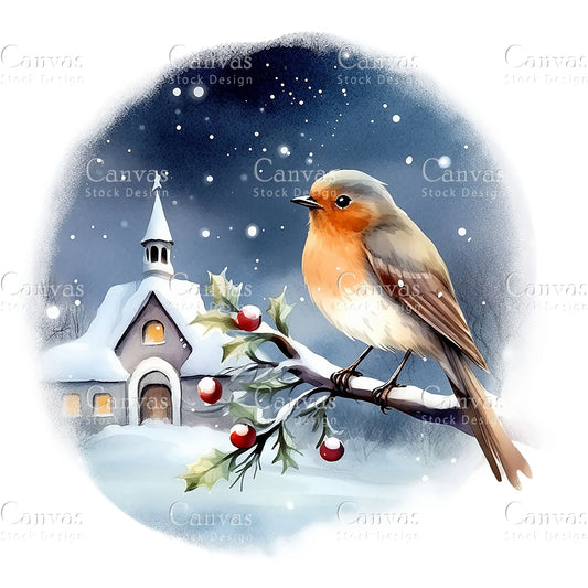 Robin Clipart, Watercolor, Jpgs, Bundle, Junk Journal, Christmas, Christmas Clipart, Digital Download