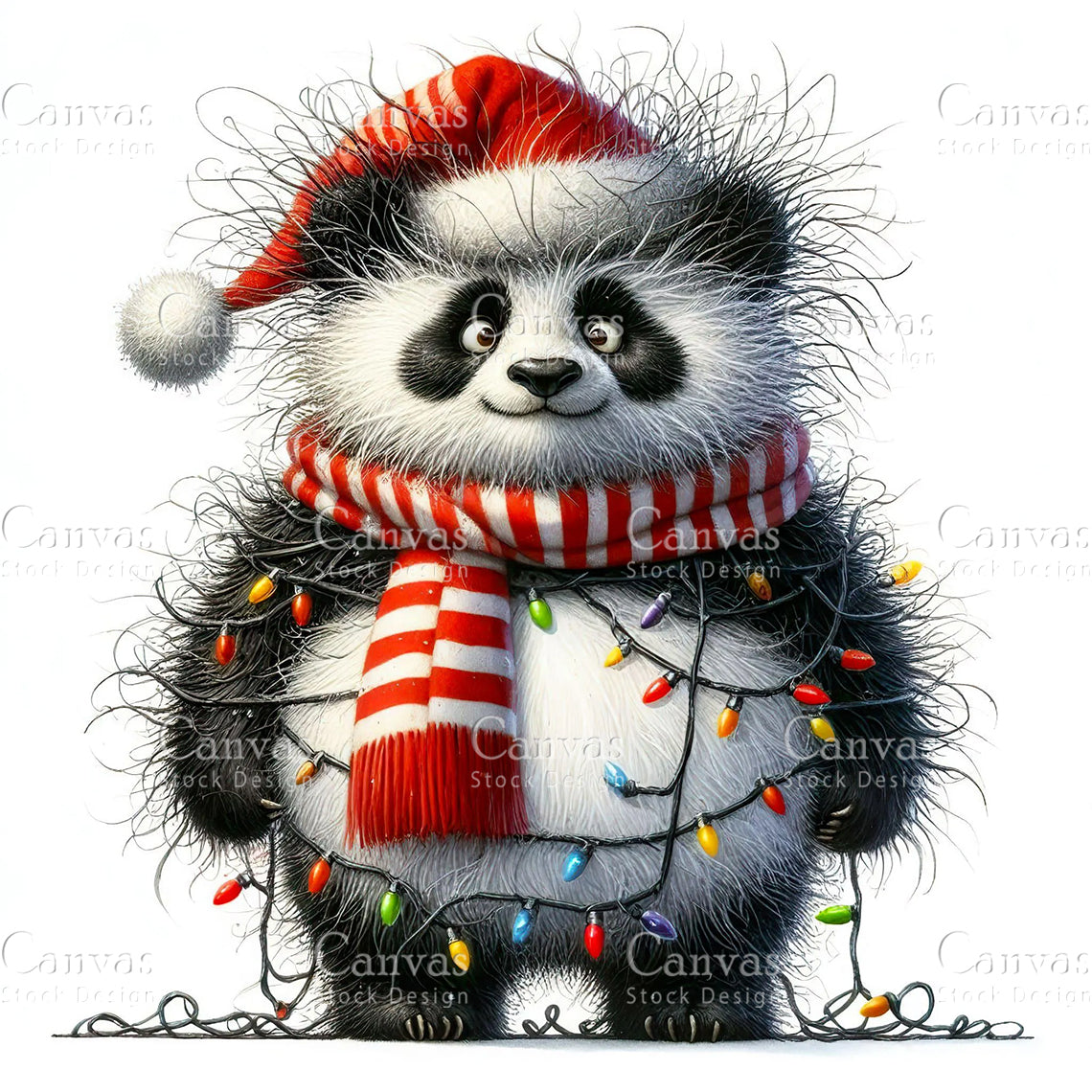 Cute Panda, Watercolor, Jpgs, Bundle, Junk Journal, Christmas, Christmas Clipart, Digital Download