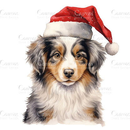 8 Australian Shepherd, Watercolor, Jpgs, Bundle, Junk Journal, Christmas, Christmas Clipart, Digital Download