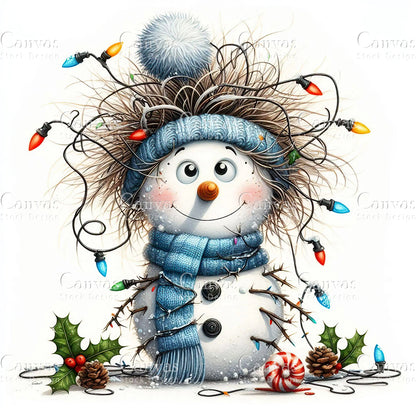 Snowman, Watercolor, Jpgs, Bundle, Junk Journal, Christmas, Christmas Clipart, Digital Download