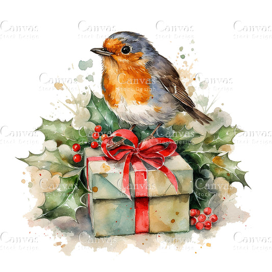 Robin Clipart, Watercolor, Jpgs, Bundle, Junk Journal, Christmas, Christmas Clipart, Digital Download