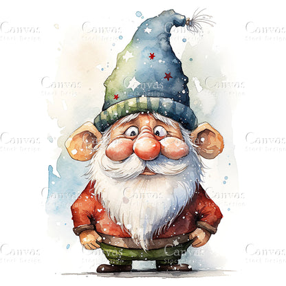 Christmas Gnome, Watercolor, Jpgs, Bundle, Junk Journal, Christmas, Christmas Clipart, Digital Download