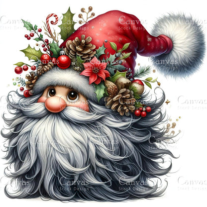 Christmas Gnome, Watercolor, Jpgs, Bundle, Junk Journal, Christmas, Christmas Clipart, Digital Download