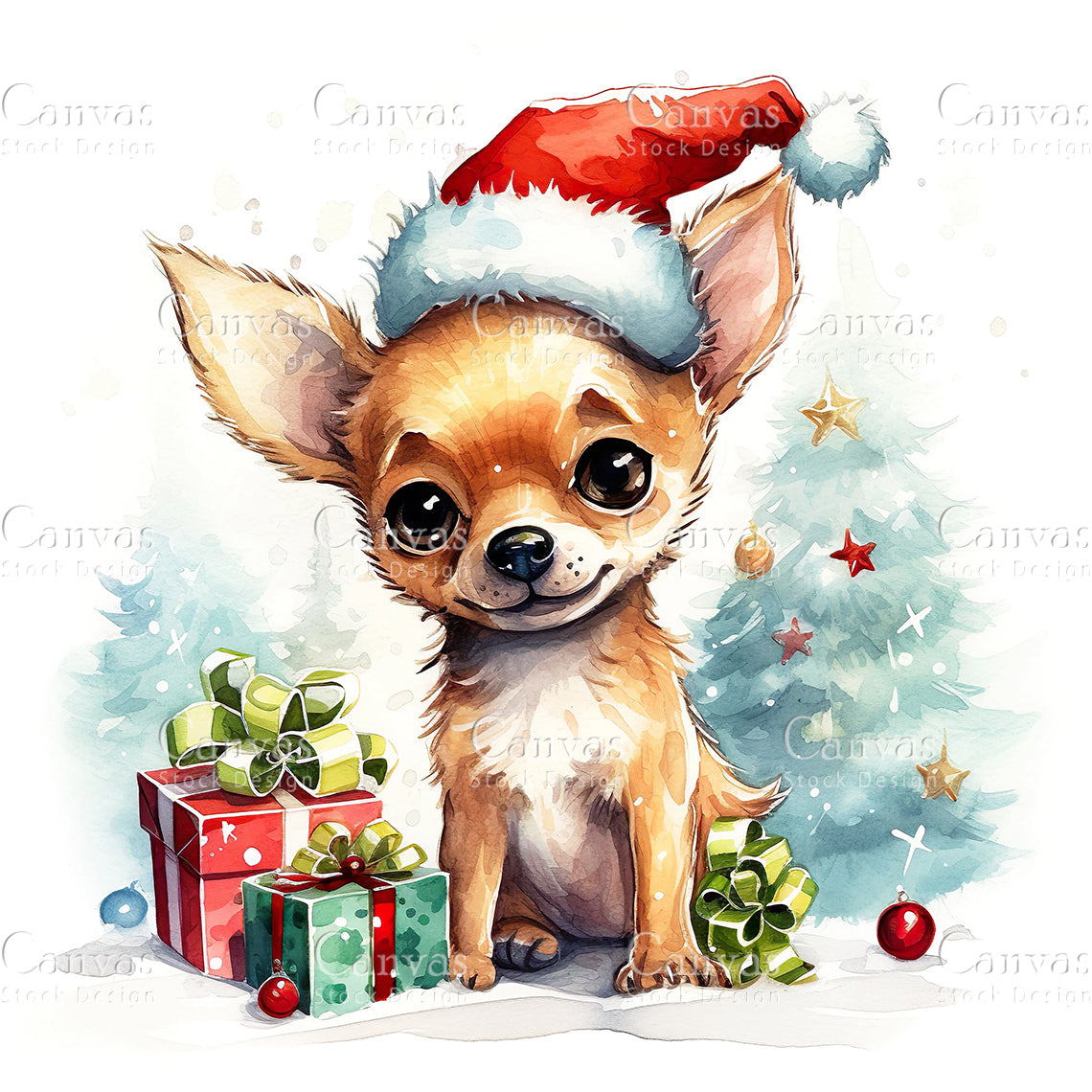 Christmas Dog, Watercolor, Jpgs, Bundle, Junk Journal, Christmas, Christmas Clipart, Digital Download