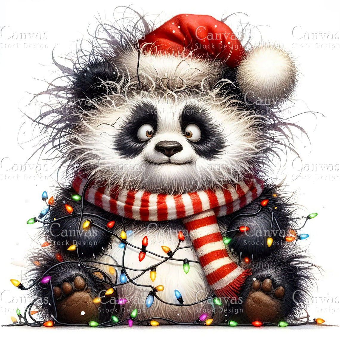 Cute Panda, Watercolor, Jpgs, Bundle, Junk Journal, Christmas, Christmas Clipart, Digital Download