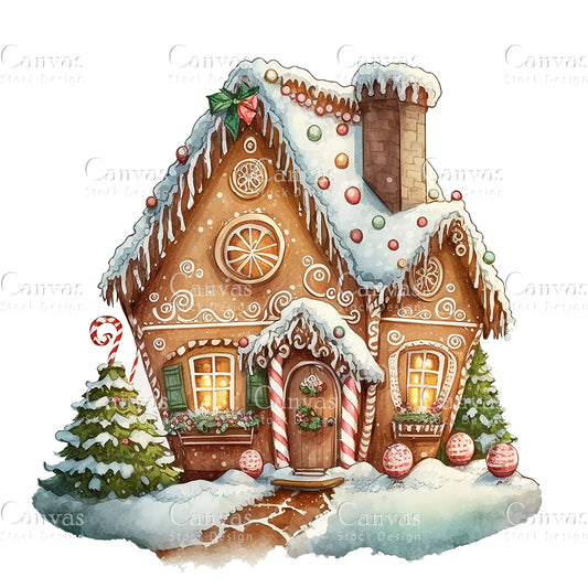 8 Gingerbread House Clipart, Jpgs, Digital Download, Christmas Clipart, Gingerbread Clipart, Winter Clipart, holiday Clipart