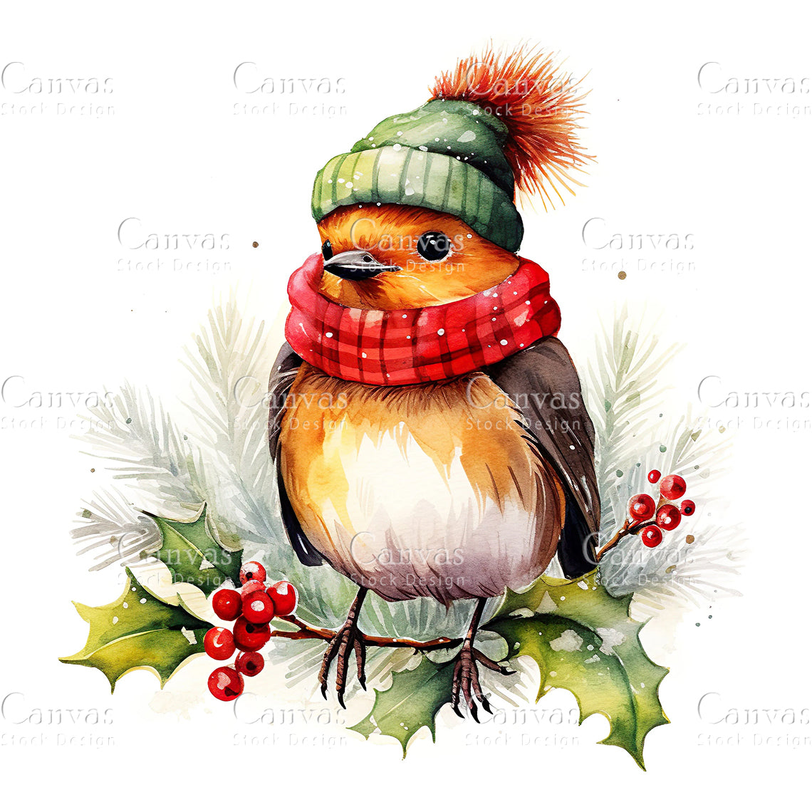 Christmas Robin, Watercolor, Jpgs, Bundle, Junk Journal, Christmas, Christmas Clipart, Digital Download