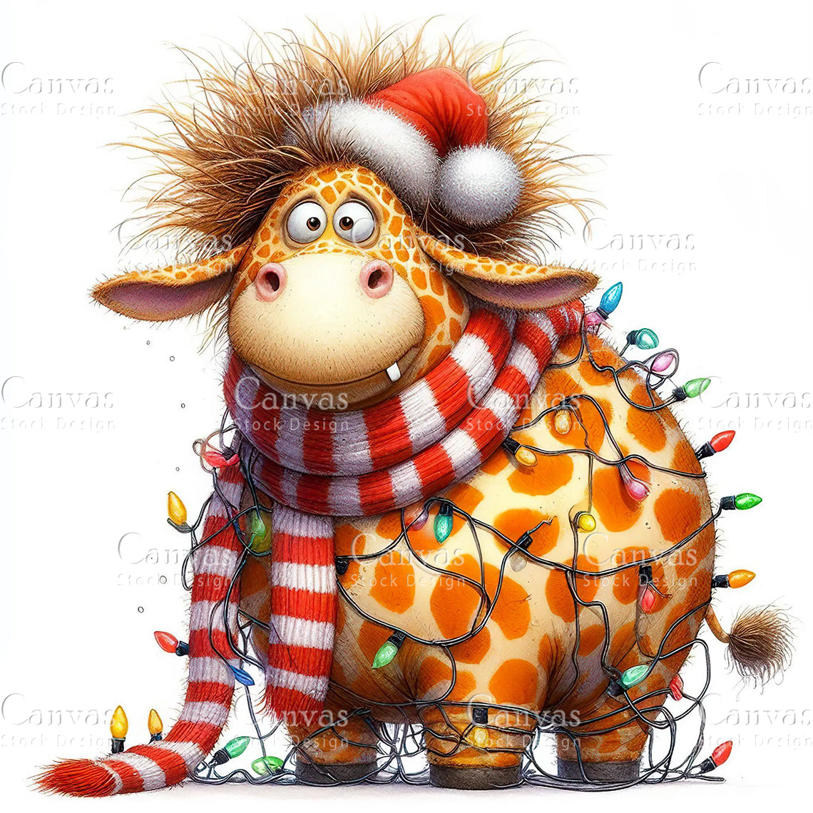 Cute Giraffe, Watercolor, Jpgs, Bundle, Junk Journal, Christmas, Christmas Clipart, Digital Download